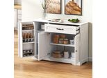 Cassettiera Merax, Con 3 Ante, 1 Cassetto, Mobile Buffet Moderno Per Sala Da Pranzo, Soggiorno, 107 Cm (B）) Cassettiera, Bianco