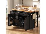 Credenza Carrello Di Servizio A Isola Merax, Su Rotelle, Zona Pranzo Estensibile, Vano Portarifiuti, Prese Di Corrente, Cucina, Sala Da Pranzo, Nero