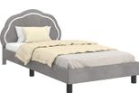 Vidaxl Struttura Letto Per Bambini Con Testata Grigio Chiaro 90 X 190 Cm In Velluto
