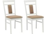 Vidaxl Sedia Da Pranzo 2 Pezzi In Legno Massiccio Bianco E Marrone