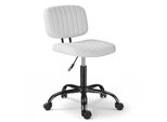 Sgabello Girevole Con Schienale, Regolabile In Altezza, Sgabello Da Lavoro Girevole, Sgabello Per Esercitazioni, Sgabello Per Cosmetici, Sgabello Per Ufficio Con Rotelle, 360°, Bianco