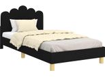 Vidaxl Struttura Letto Per Bambini Con Testiera Nera 90 X 200 Cm In Tessuto