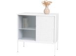 Cassettiera HWC-O90, Credenza Credenza Alta, Scomparti Industriali Porte Scorrevoli Metallo 85X80X45Cm ~ Bianco