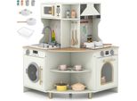 Costway Angolo Cucina Per Bambini Bifacciale Con Luci E Suoni, Cucina Gioco Con Microonde, Rubinetto E Lavello Funzionanti, Cucina Giocattolo A Partire Dai 3 Anni Di Età