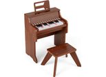 Costway Tastiera Per Bambini A 25 Tasti, Pianoforte Elettronico Per Bambini Con Sgabello, Microfono Regolabile, Leggio E Modalità Didattica, Pianoforte Per Bambini A Partire Dai 3 Anni Di Età