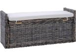 Syfax™ Panchina Con Contenitore Nero Lavato 110 X 40 X 50 Cm Rattan