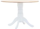 The Living Store Tavolo Da Pranzo Bianco E Marrone 106 Cm In Legno Massiccio Di Gomma