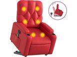 Vidaxl Poltrona Per Massaggi Con Ausilio Per L'assistenza In Piedi In Pelle Finta Rossa