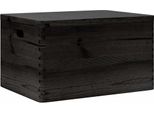 Vidaxl Cassetta Di Legno Con Coperchio E Maniglie Nero 40X30X23 Cm In Legno Massiccio