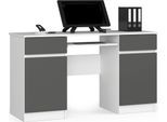 Scrivania Scandinava Biurko Clp A5 Con 2 Cassetti E 2 Ante In Bianco E Grigio Grafite