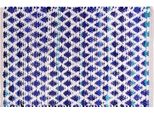Tappeto Rettangolare In Iuta Naturale Tessuto A Mano 240X74 Cm Bianco Blu