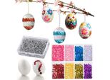 Uova Di Pasqua In Polistirolo Pisanki 20 Pezzi Decorazione Fai Da Te Con Paillettes
