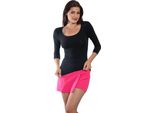 T-Shirt Da Donna Con Maniche A 3/4 E Scollo Rotondo. Nero: Xs