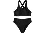 Costume Da Bagno Da Donna Bikini Due Pezzi Vita Alta Nero M