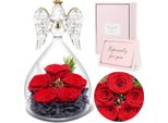 Figurina Di Cristallo Angelo Con Rose Regalo Per Mamma Nonna Decorazione Casa