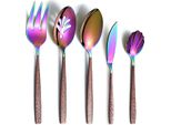 Set Di Posate In Acciaio Inox 5 Pezzi Manico Marrone Testa Arcobaleno