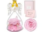 Figurina Di Angelo Con Rose Eterne Regalo Per Mamma Donna Decorazione