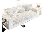 Copridivano In Ciniglia Antiscivolo Morbido 110X180 Cm Bianco-Nero