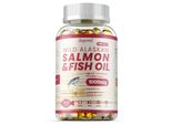Salmone Selvaggio Dell'alaska E Olio Di Pesce + Omega-3 Epa, Dha 1000Mg (120 Capsule) Integratore Alimentare, Cervello, Nervi, Cuore, Circolazione, Capelli, Pelle, Unghie