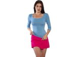 T-Shirt Da Donna Con Maniche A 3/4 E Scollo Rotondo. Azzurro: M