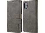 Custodia Per Iphone 16 Custodia Flip In Pelle Con Chiusura Magnetica E Supporto, Custodia Protettiva Grigio