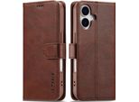 Custodia Per Iphone 17 Custodia Flip In Pelle Con Chiusura Magnetica E Supporto, Custodia Protettiva Marrone