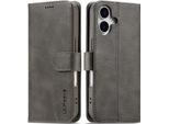 Custodia Per Iphone 17 Custodia Flip In Pelle Con Chiusura Magnetica E Supporto, Custodia Protettiva Grigio