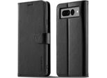 Custodia Per Google Pixel 7 Pro In Pelle Con Chiusura Magnetica E Supporto, Custodia Protettiva Nera
