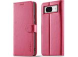 Custodia Per Google Pixel 8A In Pelle Con Chiusura Magnetica E Supporto, Custodia Protettiva Rosa Caldo
