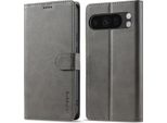 Custodia Per Google Pixel 9 Pro Xl Custodia Flip In Pelle Con Chiusura Magnetica E Supporto, Custodia Protettiva Grigio