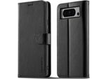 Custodia Per Google Pixel 8 Pro In Pelle Con Chiusura Magnetica E Supporto, Custodia Protettiva Nera