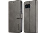 Custodia Per Google Pixel 9A Custodia Flip In Pelle Con Chiusura Magnetica E Supporto, Custodia Protettiva Grigio