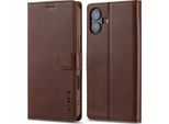 Custodia Per Iphone 16 Custodia Flip In Pelle Con Chiusura Magnetica E Supporto, Custodia Protettiva Marrone