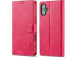 Custodia Per Iphone 16 Custodia Flip In Pelle Con Chiusura Magnetica E Supporto, Custodia Protettiva Rosa Caldo