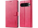 Custodia Per Google Pixel 9/Pixel 9 Pro Custodia Flip In Pelle Con Chiusura Magnetica E Supporto, Custodia Protettiva Rosa Caldo