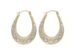 Paar Creolen Vivance "Creolen Bicolor", Gelb (Gelbgold 375), Ohrringe, Damen, Gelbgold 375, 2X Diamant = 0,01Ct.