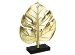 Dekofigur I.Ge.A. "Splitphilo-Blatt Statue", Gold, B:19Cm H:24Cm, Polyresin, Dekofiguren, Blattskulptur Figur Skulpturen BläTter Deko Ornament Geschenk Gold