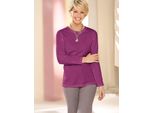 Langarmshirt Classic Basics "Shirt", Damen, Gr. 48, Pink (Fuchsia), 100% Baumwolle, Meliert, Unifarben, Rundhals, Shirts Langarmshirt