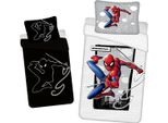 Biancheria Da Letto Reversibile Per Bambini Marvel Spider Man City Spiderwebs Clouds Spiderweb Con Motivo Luminoso Piumone 140 X 200 Cm + Cuscino 70 X 90 Cm 100% Cotone