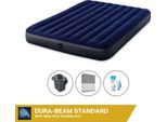 Letto Gonfiabile Intex - 2 Persone - 152 X 203 X 25 Cm Cm - Blu + Pompa Elettrica Intex - 650 Litri/Min + Lenzuolo Di Ricambio Antracite + Kit Di Riparazione