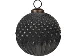 Guaina Natalizia Clayre & Eef Ø 10X10 Cm Vetro Nero Grigio