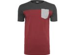 Urban Classics - Maglietta Tascabile 3-TONE Bordeaux - S