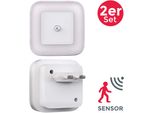 B.K.LICHT LED Nachtlicht "Start", weiß, H: 6,5cm, 2 Stk., Leuchten, Nachtleuchte, Flurlicht, Bewegungsmelder, Dämmerungssensor, 2er SET, LED Nachtlicht