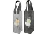 Gilde Flaschentasche, "One Line Flower"", Blumendesign, Filz, Grau, Ve 6, 2 StüCk Wie Abgebildet,, L. 10 Cm, B. 10 Cm, H. 30 Cm 50822"