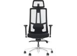 Sedia Da Ufficio Girevole Ergonomica Akcent/M Plus, Base Cromata, Braccioli Regolabili, Seduta Scorrevole (Avanti-Indietro), Nero