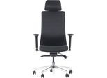 Sedia Da Ufficio Girevole Ergonomica Akcent/F Plus, Base Cromata, Braccioli Regolabili, Seduta Scorrevole (Avanti-Indietro), Nero