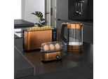 Arendo Frühstücks-Set in Kupfer Optik, Wasserkocher + Eierkocher + Toaster