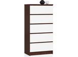 Akord Credenza 5 Cassetti Wenge/Bianco 60X40X121 Cm