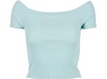 DáMské TričKo Urban Classics Ladies Off Shoulder Rib Tee Seablue - Xxl