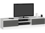 Tv-BäNk Clp 160 Cm Bianco Grigio Grafite Moderna Comodità Per Tv Con Ripiani E Spazio Di Stoccaggio